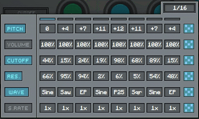 AudioThing miniBit step sequencer animation