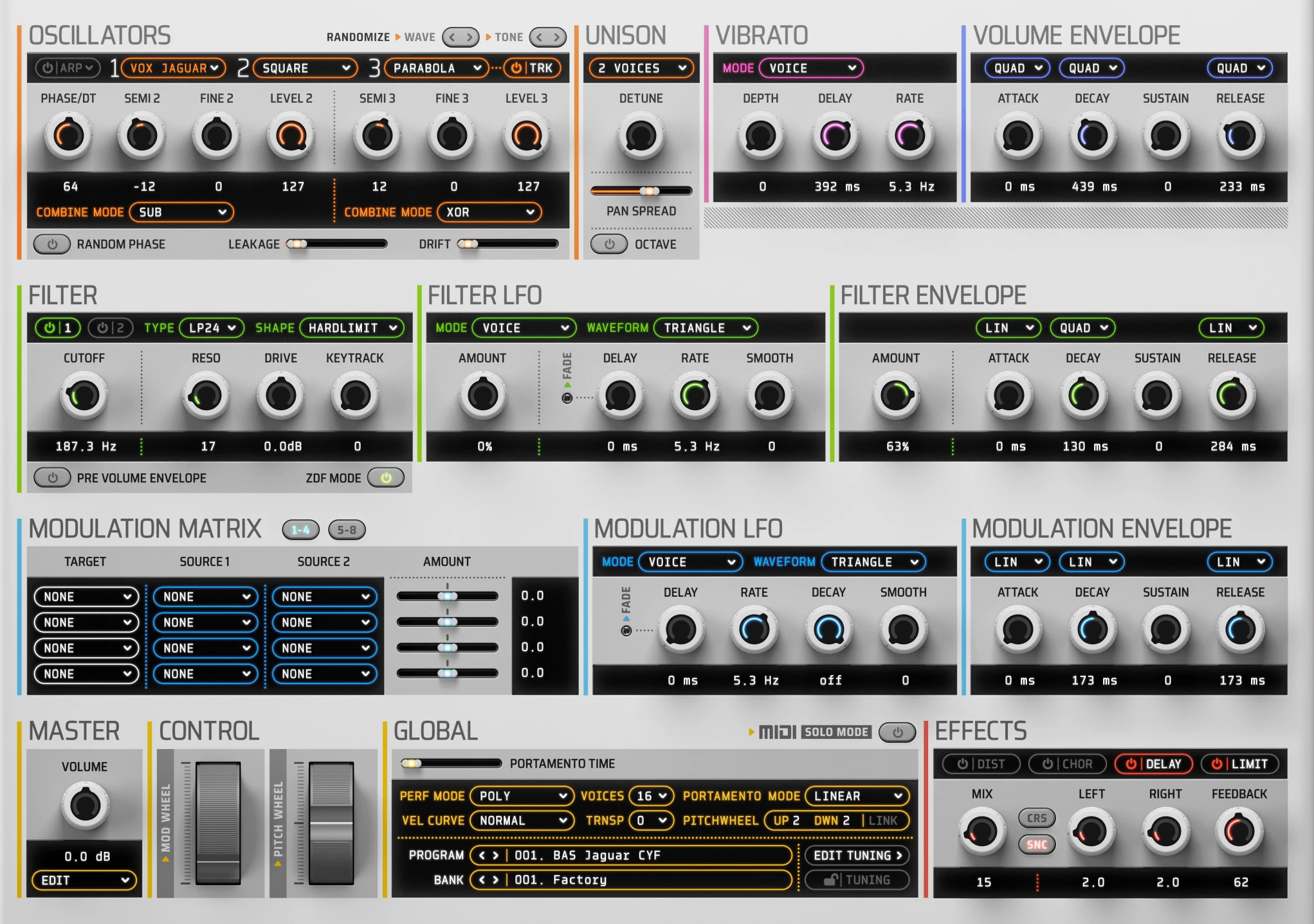 discoDSP Corona synth interface (light skin)