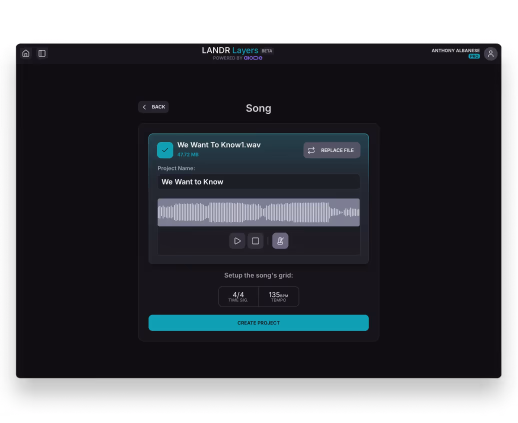 LANDR Layers customized layers feature screenshot
