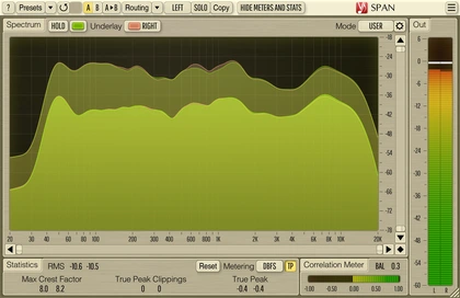 Voxengo SPAN spectrum analyzer plugin UI